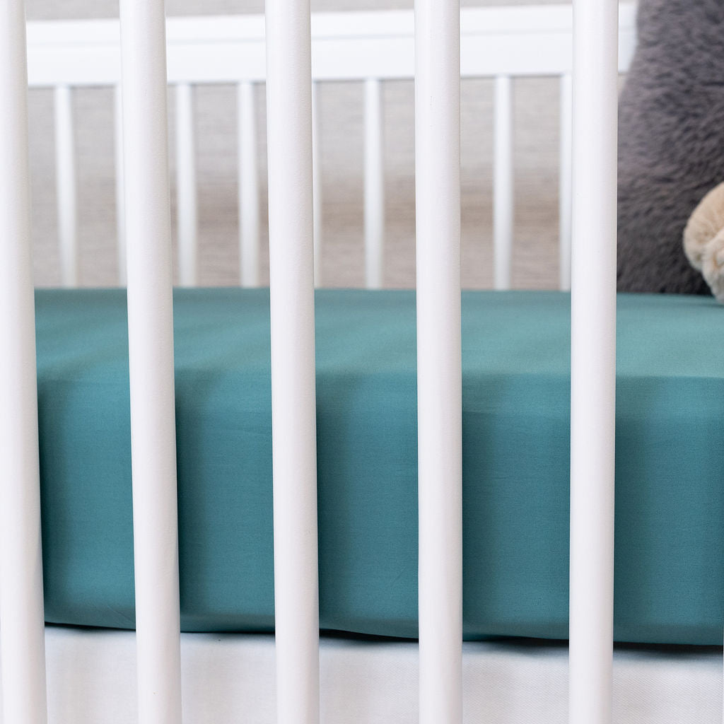 Floaties in the Deep End - Fitted Crib Sheet - Dreamy Blue - Solids - Olli+Lime